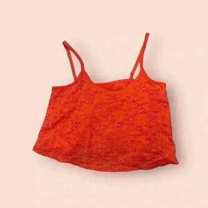 Maurices Lace Front Cami Tank Top Women's Medium Red Cropped Sleeveless